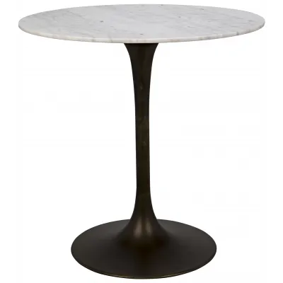 Laredo Bar Table 40", Aged Brass, White Marble Top