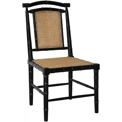 Colonial Bamboo Side Chair, Hand Rubbed Black