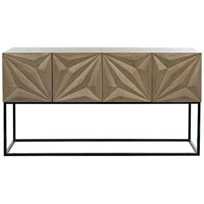 Zurich Console, Bleached Walnut with Metal