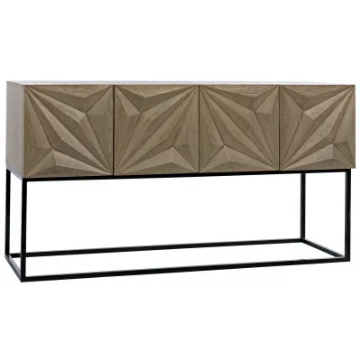 Zurich Console, Bleached Walnut with Metal