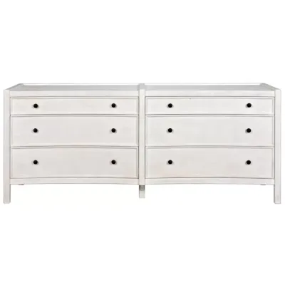 Hampton 6 Drawer Dresser, White Wash