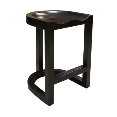 QS Saddle Counter Stool, Hand Rubbed Black