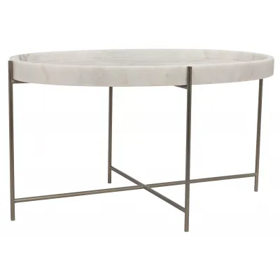Che Cocktail Table, Antique Silver, Metal and Stone