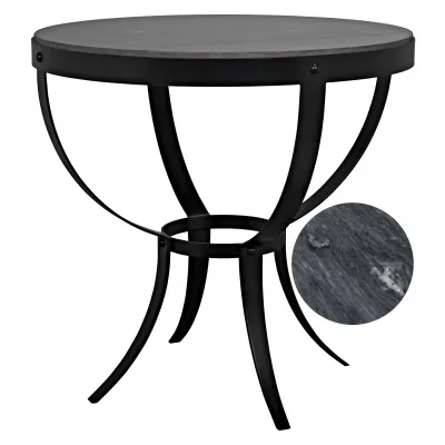 Byron Side Table, Black Metal with Marble