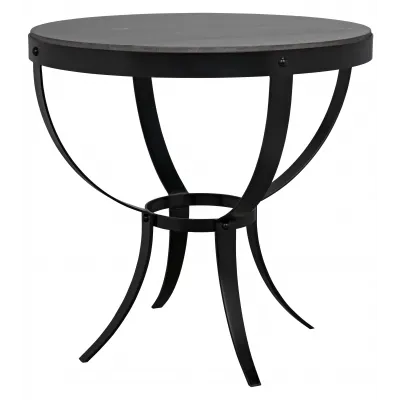 Byron Side Table, Black Metal with Marble