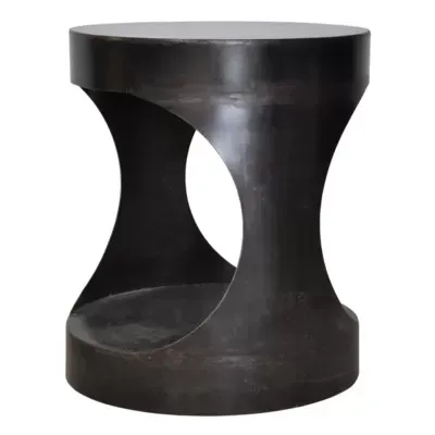 Qs Eclipse Round Side Table, Black Metal