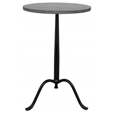 Cosmopolitan Side Table, Black Metal with Marble