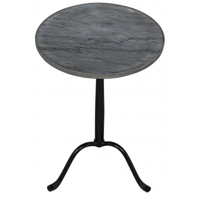 Cosmopolitan Side Table, Black Metal with Marble