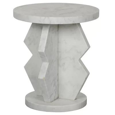 Belasco Side Table, White Marble