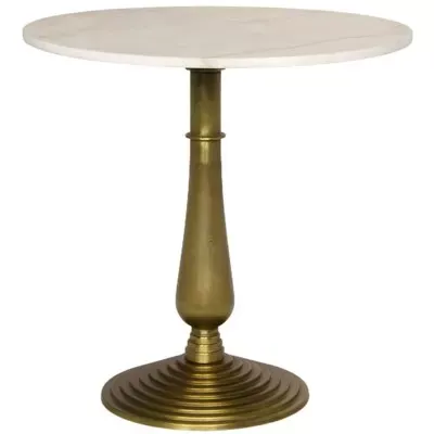 Alida Side Table with White Stone, Brass Finish