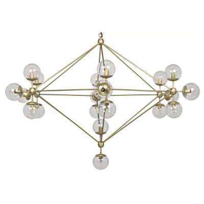 Pluto Chandelier, Large, Antique Brass