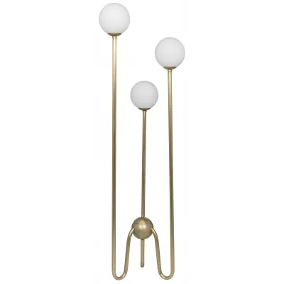 Seafield Floor Lamp, Antique Brass, Metal and Glass