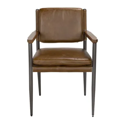 Wooster Dining Chair with Arms, Brown