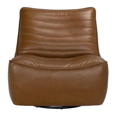 Mcclain Swivel Single Sofa, Roche Tan Leather