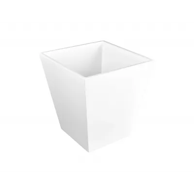 Lacquer White Waste Basket 9" x 9" x 10"H