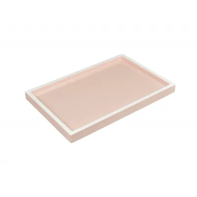 Lacquer Paris Pink/White Trim Vanity Tray 8" x 12" x 1.5"H