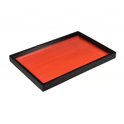 Lacquer Red Tulipwood/Black Vanity Tray 8" x 12" x 1.5"H