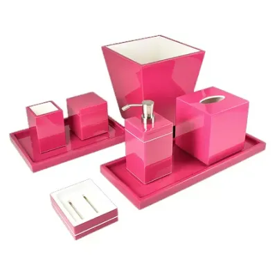 Lacquer Hot Pink Napkin Holder 9" x 5" x 2.5"H