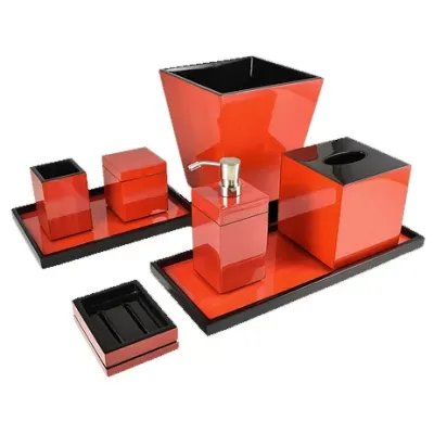 Lacquer Red Tulipwood Accessories