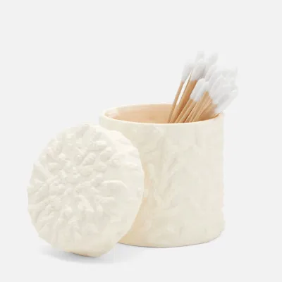 Alanya White Bath Canister Large: 4.5"D x 4.5"H