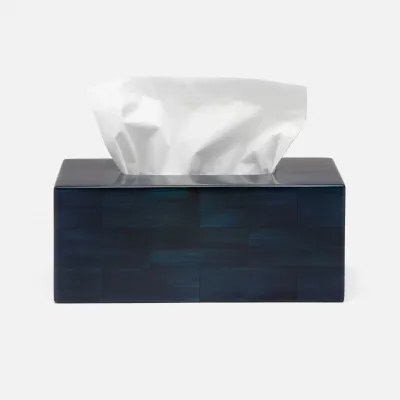 Arles Navy Tissue Box Rectangular Straight Faux Horn
