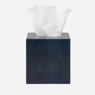 Arles Navy Tissue Box Square Straight Faux Horn