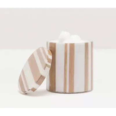 Ashford Striped Brown/White Bath Canister 4"D x 4.5"H