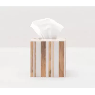 Ashford Striped Brown/White Tissue Box 5.5"L x 5.5"W x 6"H