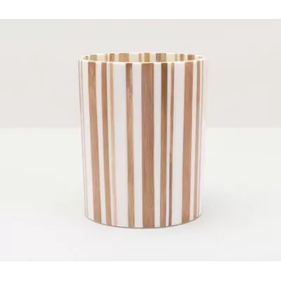 Ashford Striped Brown/White Wastebasket Round: 9"D x 11"H