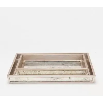Atwater Silver Leaf Trays 13"L x 10"W x 1"H, Set of 2