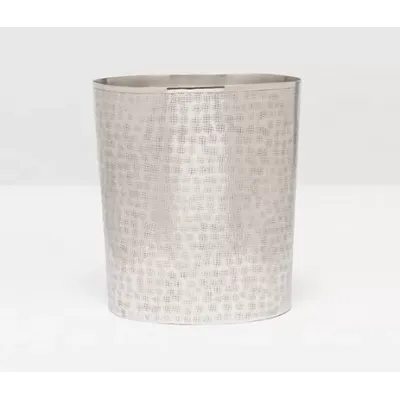 Buren Shiny Nickel Wastebasket Oval Etched Metal