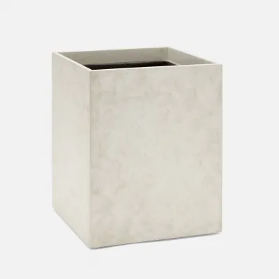 Charlotte White Wastebasket Square: 8.5"L x 8.5"W x 11"H