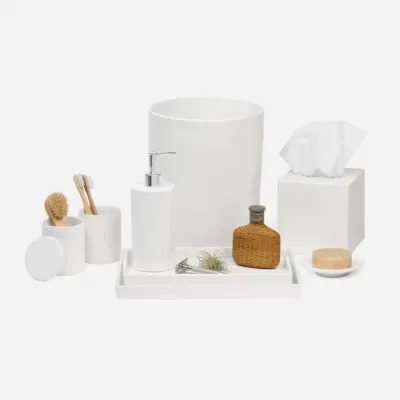 Cordoba White Burlap Ceramic Bath Accessories