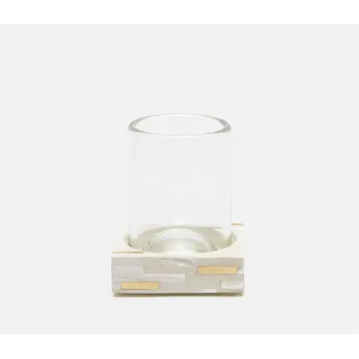 Cortona Brass Mix W/ Shell Tumbler Set Square Straight White