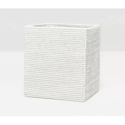 Dalton White Wastebasket Rectangular Tapered Rattan