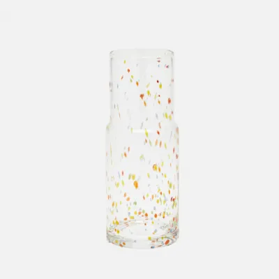 Faro Clear/Multicolor Dots Cylinder Carafe Hand-Blown Glass