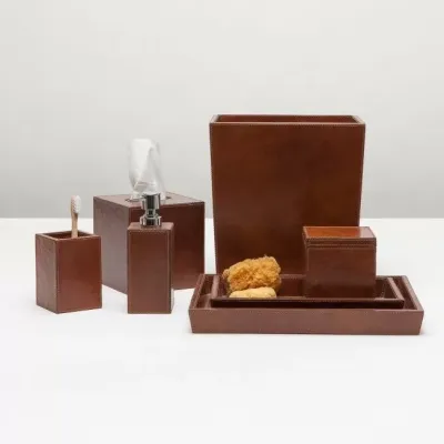 Hampton Tobacco Tissue Box Square Straight Full Grain Leather