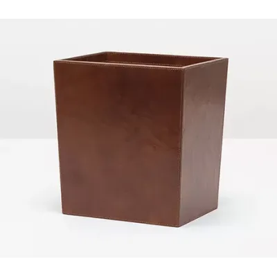 Hampton Tobacco Wastebasket Rectangular Tapered Full Grain Leather