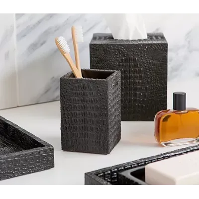 Hawen Black Faux Baby Crocodile Bath Accessories