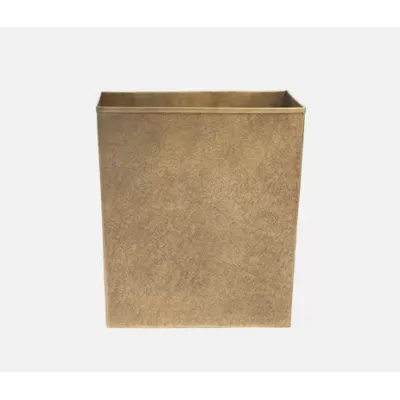 Kenitra Antique Brass Wastebasket Rectangular: 10"L x 8"W x 11"H