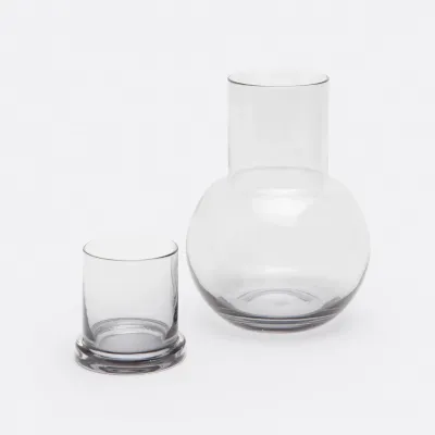 Lausanne Round Carafe Light Gray Hand Blown Glass