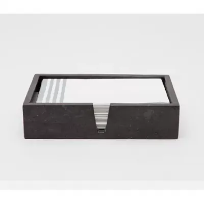 Luxor Black Matte Hand Towel Tray Rectangular Straight Marble