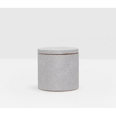 Manchester Ash Gray Canister Round Large Realistic Faux Shagreen