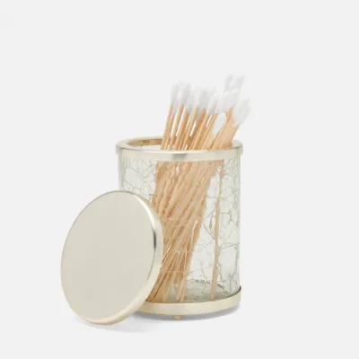 Pomaria Brushed Silver Bath Canister Small: 3.5"D x 4.5"H