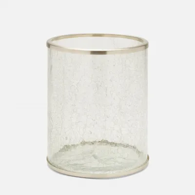 Pomaria Brushed Silver Wastebasket 9"D x 11.5"H