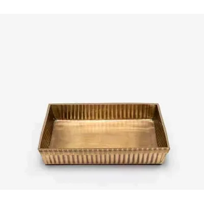 Redon Antique Brass Soap Dish Rectangular Tapered Ribbed Metal