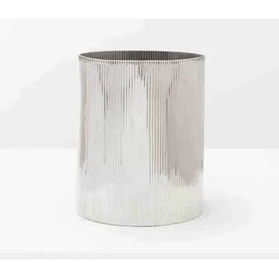 Redon Shiny Nickel Wastebasket Round Ribbed Metal