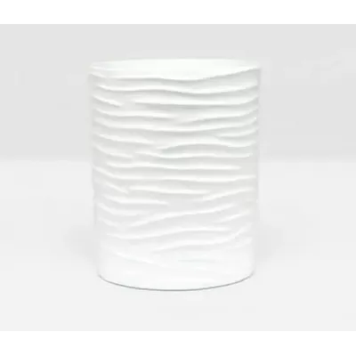 Solin White Wastebasket Round Lacquer Resin