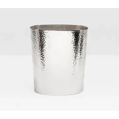 Verum Shiny Nickel Wastebasket Oval Hammered Metal