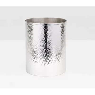 Verum Shiny Nickel Wastebasket Round Hammered Metal